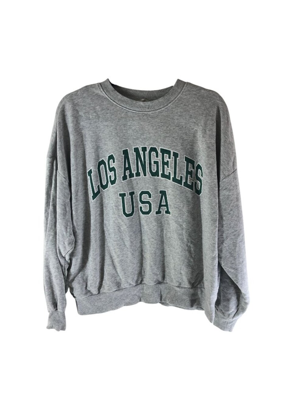 H&M Los Angeles USA Crewneck Sweatshirt Gray Cotton Blend Oversized Pullover L